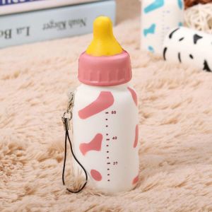 Baby-Island צעצועים ובובות Squishy Milk Nursing Bottle Toy Cute Kawaii Phone Bag Strap Pendant 10x4cm